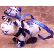 Елочная игрушка Сумашедшая Корова гжель 4,5 см G0715
